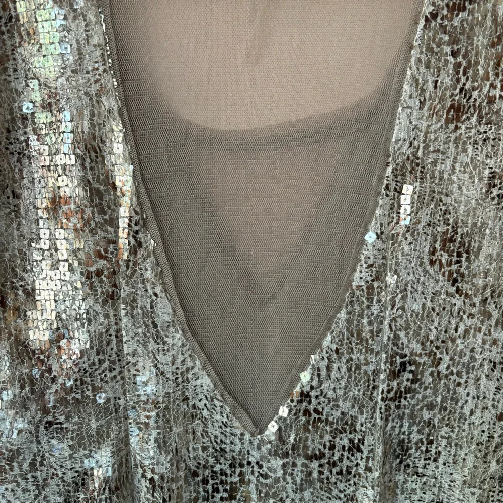 Free People Sequin Dress Mesh V-Neck